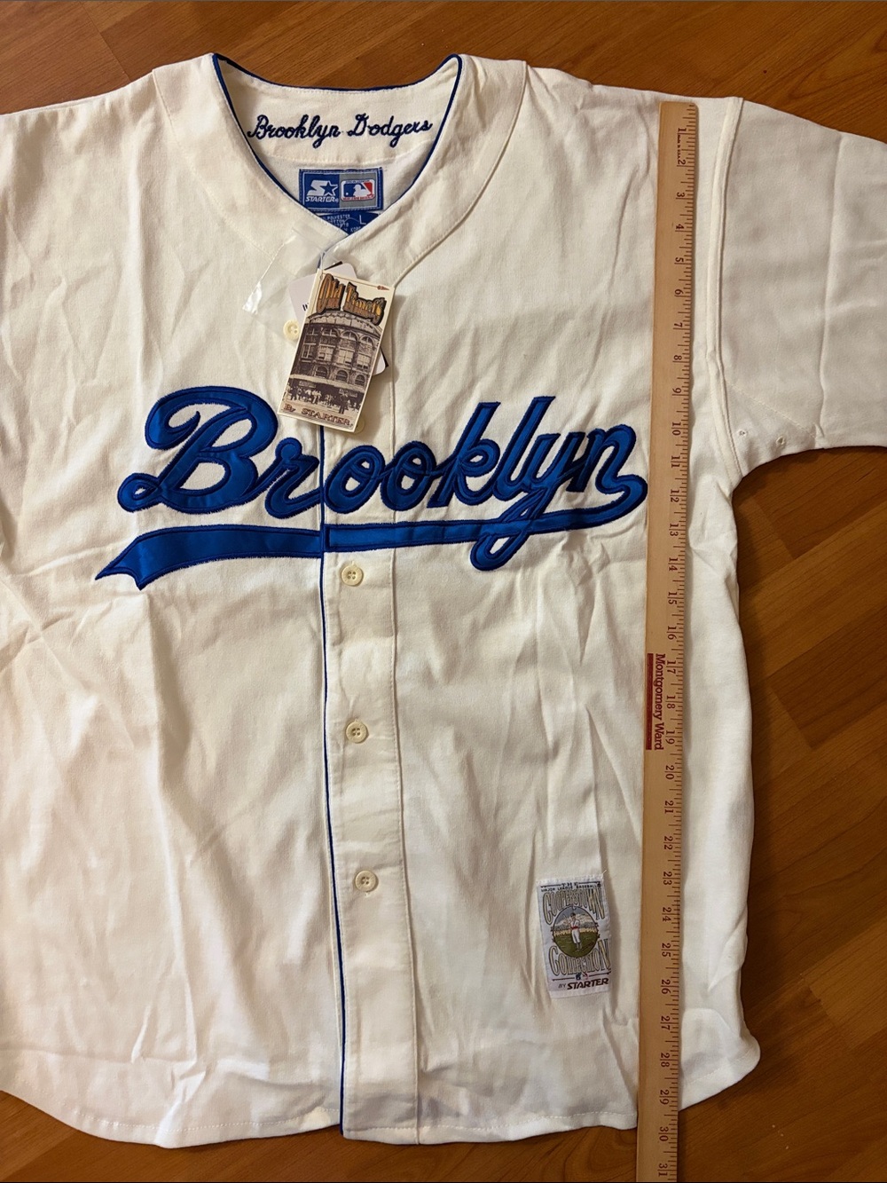 STARTER White and Royal Blue "Brooklyn" Baseball Jersey - Picture 12 of 14